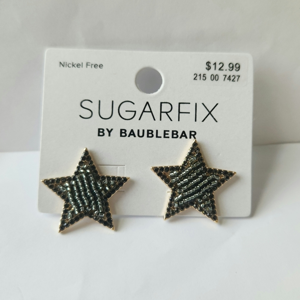 Gold Tone/Black Star Earrings